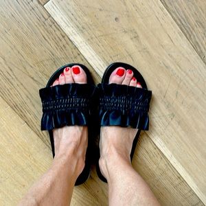 Ulla Johnson Leather Ruffle Slides (37)